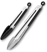 Maywe Tanso Kitchen Tongs for Cooking with Silicone Tips,Stainless Steel Locking Cooking Tongs Fo...