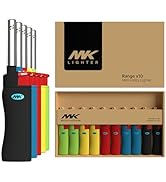MK Lighter 10PCS Refillable Candle Lighters – Strong Wind-Resistant Flame for BBQ, Camping, Outdo...