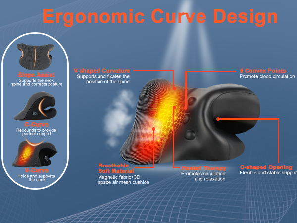 Heated Neck Stretcher for Neck Pain Relief,2000mAh Rechargeable Cervical Traction Device