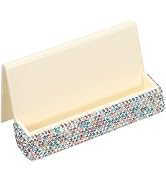 PATIKIL Business Card Holder for Desk, Rhinestone Business Card Holders Crystal Card Stand Organi...