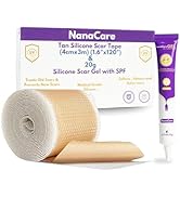 NanaCare Silicone Scar Gel with SPF 20G & Tan Silicone Scar Tape 120" x 1.5" Roll | Medical Grade...