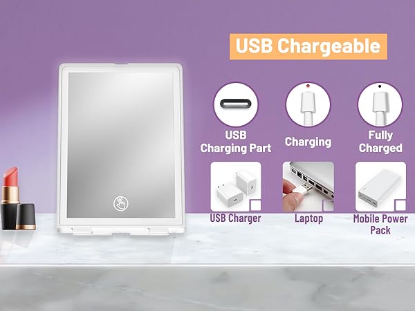 LED travel mirror