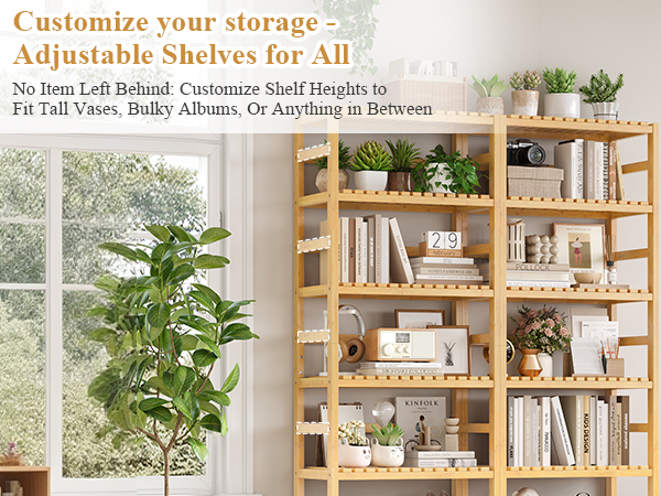FOTOSOK 6-Tier Bamboo Shelf
