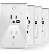 Receptacle Outlet with Night Light,15A 125V Standard Electrical Outlet with WallPlates,Turn Guide...