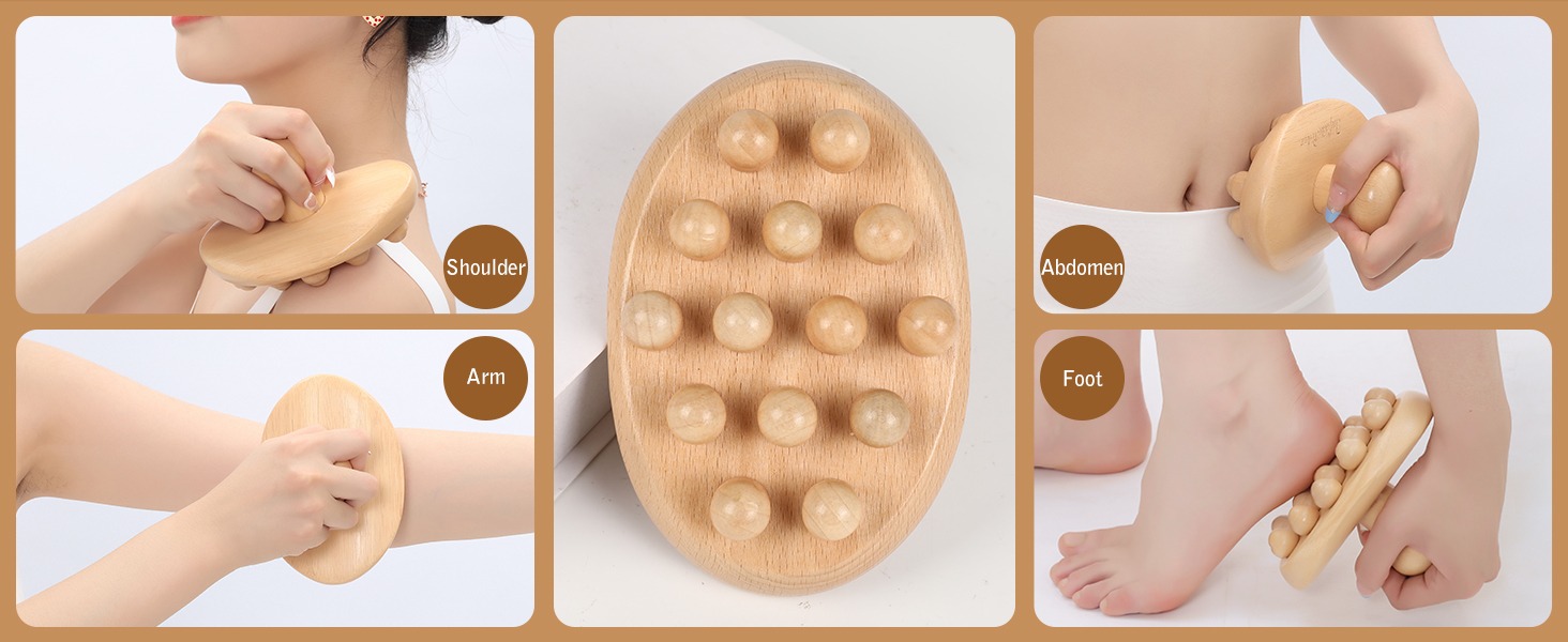 wood massager cellulite brush