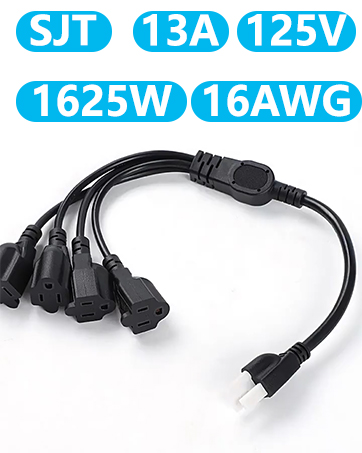1625W Power Extension Cord with 16AWG SJT 13A/125V