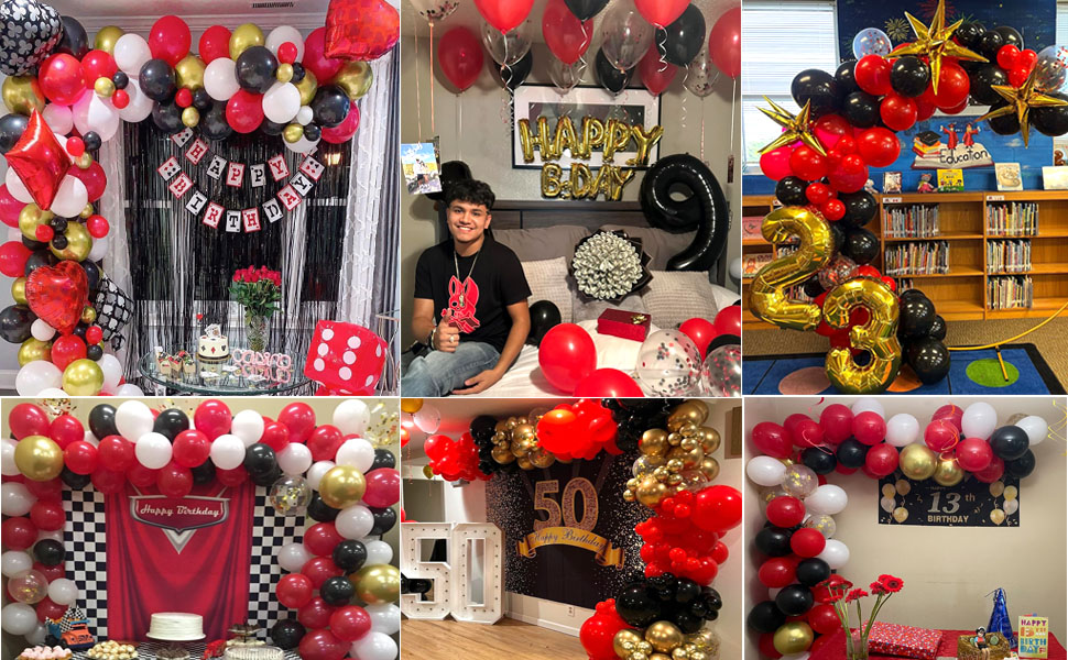 red black and gold balloons red black and gold party balloons black and red latex balloons