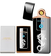 Electronic Lighter, Electric Lighter Windproof USB Rechargeable Slim Coil Lighter with Smart Fing...