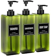 Segbeauty 33.8oz Square Shampoo and Conditioner Dispenser, 3pcs Large Capacity Plastic Soap Dispe...