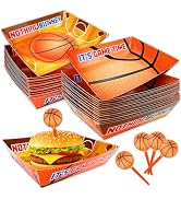 HonuGoGo Basketball Paper Food Tray Set 50 Count – Reversible Snack Trays with Matching Basketbal...