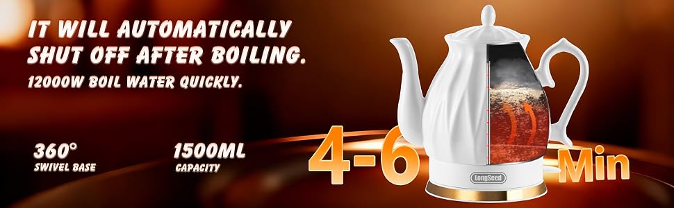 Longseed Ceramic electric kettle B0FWK1K7GT
