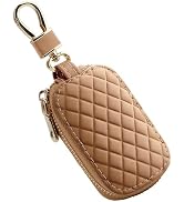 Car Key Case, Genuine Leather Key Fob Cover, Anti-Scratch Remote Car Keys Holder with Keychain an...