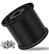 Vinyl Coated Wire Rope 304 Stainless Steel Coated Wire Cable-Black, 1/16" OD to 3/32" x 500FT, wi...