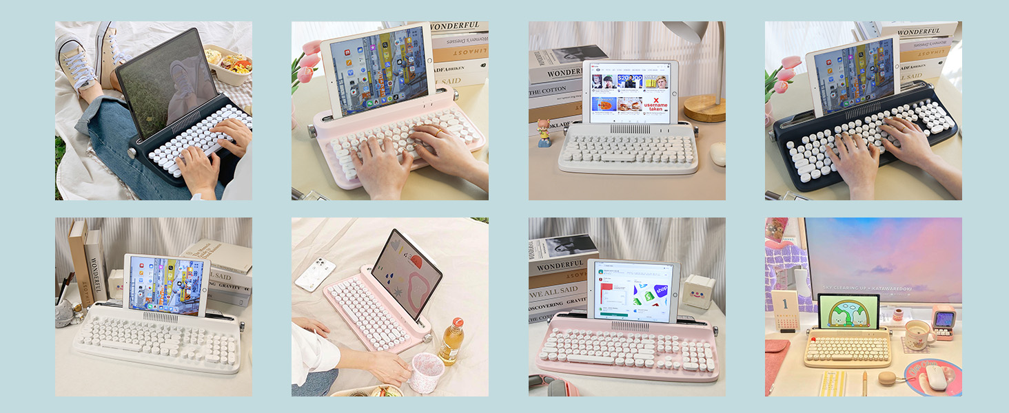 YUNZII ACTTO B503 Wireless Typewriter Keyboard, Retro Bluetooth Aesthetic Keyboard