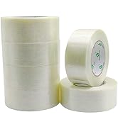 6PACK Reinforced Packing Tape, 5.5Mil 2Inx 60Yds, Heavy Duty Fiber Strapping Adhesive Packaging T...