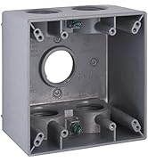 2-Gang Weatherproof Deep Box, Five 1 in. Threaded Outlets, Gray (5389-0)