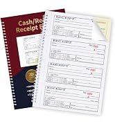 Large Money and Rent Receipt Book with Cardboard Insert,2-Part Carbonless,7.9”x11.2” Spiral Bound...