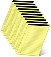 10 Pack Yellow Legal Pads 5x8 Small Note Pads, Writing Pads for Work, College Ruled Perforated Me...