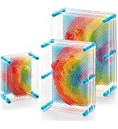 Hacaroa 3 Pack 3D Pin Art Toy, Rainbow Plastic Pin Art Board Sensory Toys, Pin Impression Sculptu...