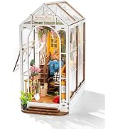 Rolife DIY Book Nook Kit Wooden 3D Puzzle Bookends 9.5" Garden House Miniature Kit with LED Books...
