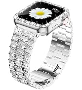 iiteeology Compatible with Apple Watch Band 45mm 44mm 41mm 40mm, Women Rhinestone Stainless Steel...