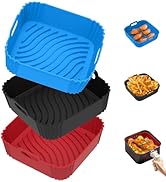 Redfly 3 Pack Air Fryer Silicone Liners, Square Air Fryer Liners, Silicone Air Fryer Liners Reusa...