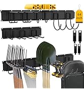CBWLWJ Garage Tool Organizer Wall Mount, 64" Heavy Duty Steel Storage Rack with 10 Adjustable Hoo...