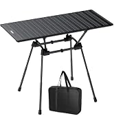 Anbte 3ft Folding Camping Table, 4 Adjustable Heights Tall Aluminum Roll Up Camping Table with Ca...