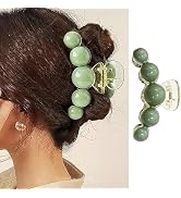 1Pcs Green Pearl Hair Clips Big Nonslip Hair Claw Clips for Thin/Thick Hair Strong Hold Hair Jaw ...
