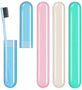 Hooqict 4 Pack Toothbrush Cases Travel Toothbrush Holder Portable Toothbrush Container Plastic Pr...