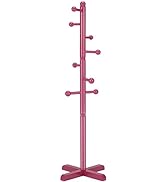 Azaeahom Cross Coat Rack Freestanding Clothing Hanger Home Racks, Wooden Coat Tree Stand with 8 H...