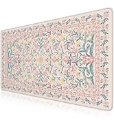 iCasso Pink Floral Desk Mat, Desk Pad, XXL Large Mouse Pad, Anti-Slip Big Mousepad with Stitched ...