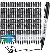 TOMPEN Dry Erase Markers Black,160 Bulk Pack Fine Tip,Low Odor Quick-Drying Whiteboard Markers fo...
