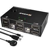 Dual Monitor KVM Switch HDMI 2 Port 4K@30Hz,MLEEDA USB HDMI Extended Display Switcher for 2 Compu...