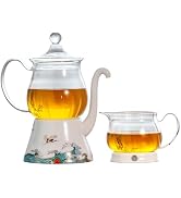 DOPUDO Lazy Kungfu Glass Tea Set Semi Automatic Drip Rotating with Infuser Glass Teapot Set (2 cups)