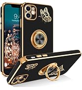 BENTOBEN for iPhone 11 Case, Phone Case iPhone 11, Slim Thin Gold Butterfly Design Kickstand Ring...