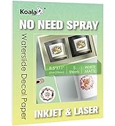 KOALA Matte Waterslide Decal Paper for INKJET & LASER Printers, No Need Spray Coating, White 8.5x...