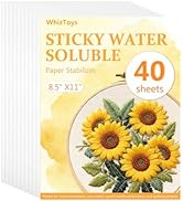 WhizToys 40PCS 8.5"x11"Water Soluble Stabilizer Paper for Embroidery- Sticky, Printable,Wash Away...