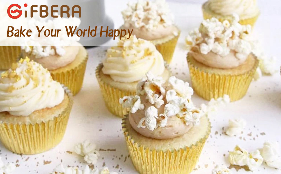 GiFBERA Mini Gold Cupcake Liners Baking Cups 300-Pack