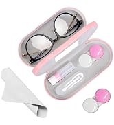 YKuzLx Contact Lens Case and Glasses Case,2 in 1 Portable Contact Case with Mirror Tweezers Remov...