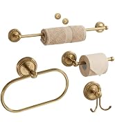ZBIAOJNU Antique Brass Bathroom Hardware Set 4 Pcs Gold Bathroom Accessories, Vintage Bath Towel ...