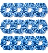 IVARYSS Azure Blue Scrunchies Bulk, Premium Velvet Soft Hair Scrunchy, Solid Colors Thick Elastic...