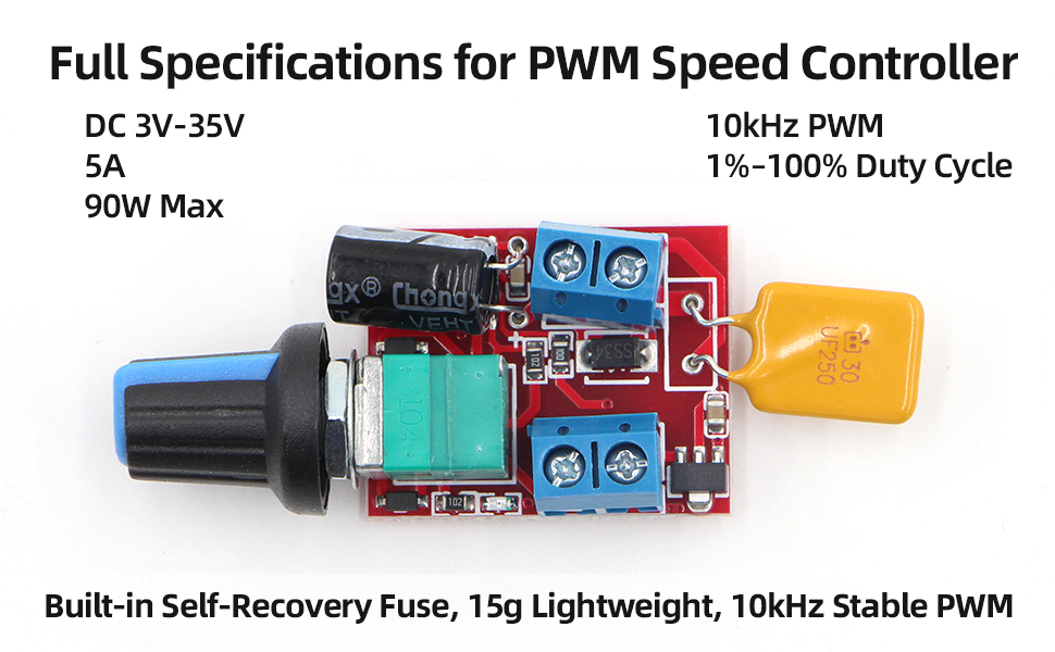 DC 3V-35V and 5A rated current