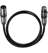 XLR Microphone Cables, 1 Pack 3 Feet Oxygen-Free Copper 3-Pin Male to Female Microphone Cable for...