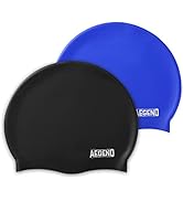 Aegend 2 Pack Kids Swim Cap for Girls Boys Age 3-15, Waterproof Durable Silicone Swimming Cap for...