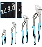 SHALL 4-Piece Groove Joint Pliers Set, 12/10/8/6 Inch Adjustable Water Pump Pliers with Cushion g...