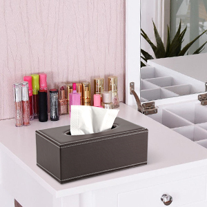 KINGFOM Rectangular PU Leather Facial Tissue Box