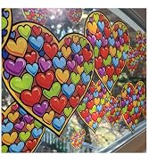 Valentines Day Rainbow Hearts Window Cling Decal Decorations & Home Decor. Multicolor Pride Heart...