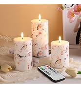 Girimax Flameless Pillar Candles with Remote, LED Wax Candles Battery Powered Winter Home Table D...