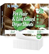 Pet Hair Dryer Sheets (150 Count) – Lint Guard Dryer Sheet 3X Repels Pet Hair & Lint, Fragrance-F...